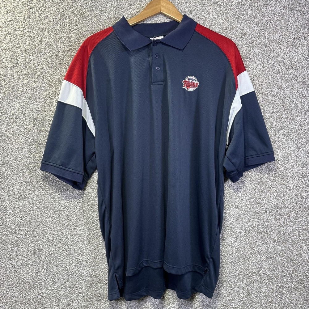 Minnesota Twins Shirt Mens XL Navy Blue Red‎ MLB Baseball True Fan Polo Golf